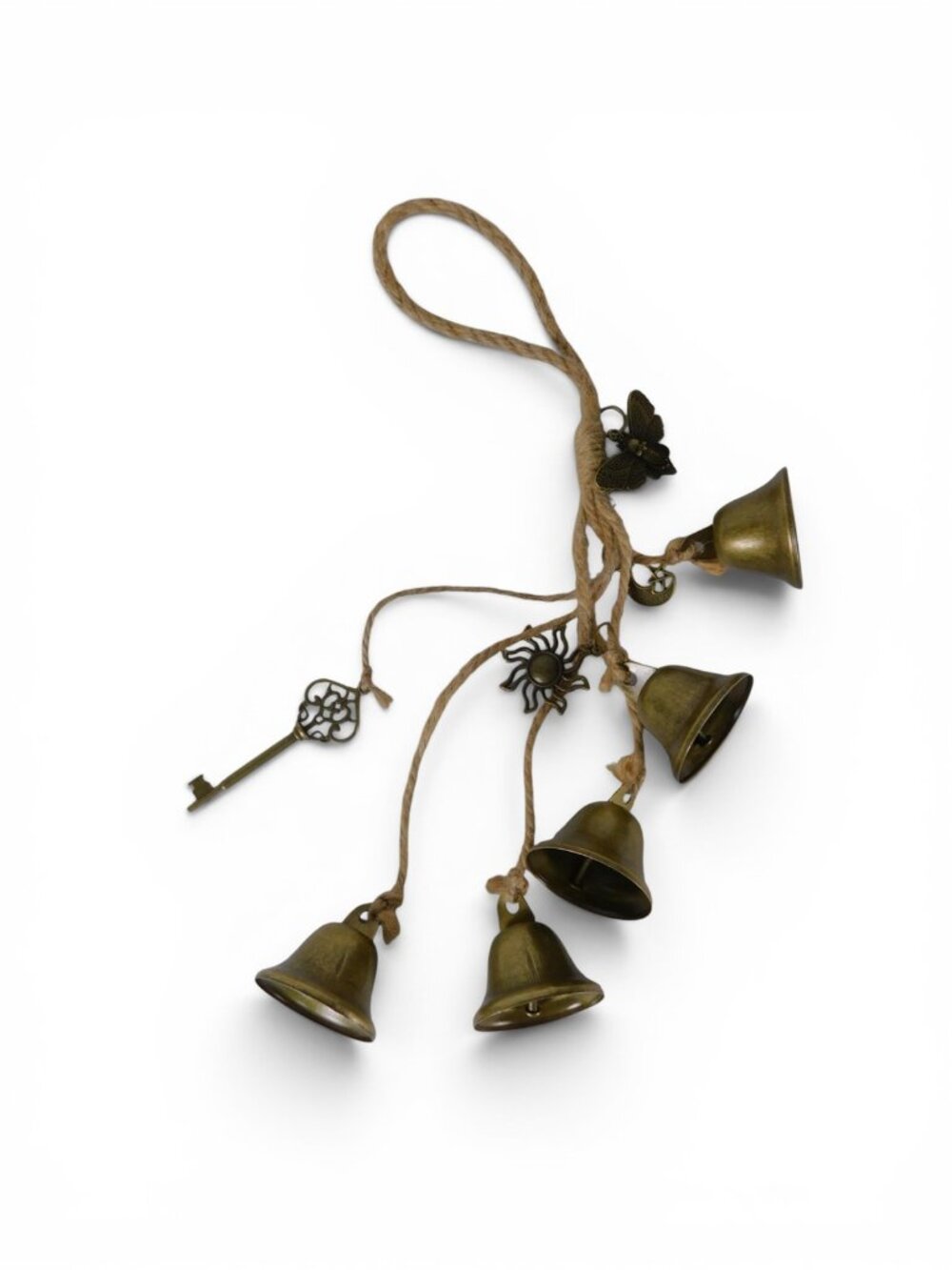 Hanging Brass Door Bells Sun Moon Key Moth Boho Witchy Home Decor